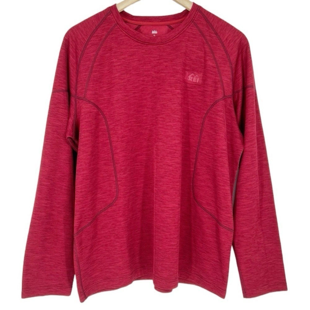 REI Co-Op Mens XL Trail Run Shirt‎ Red Running Long Sleeve Layer